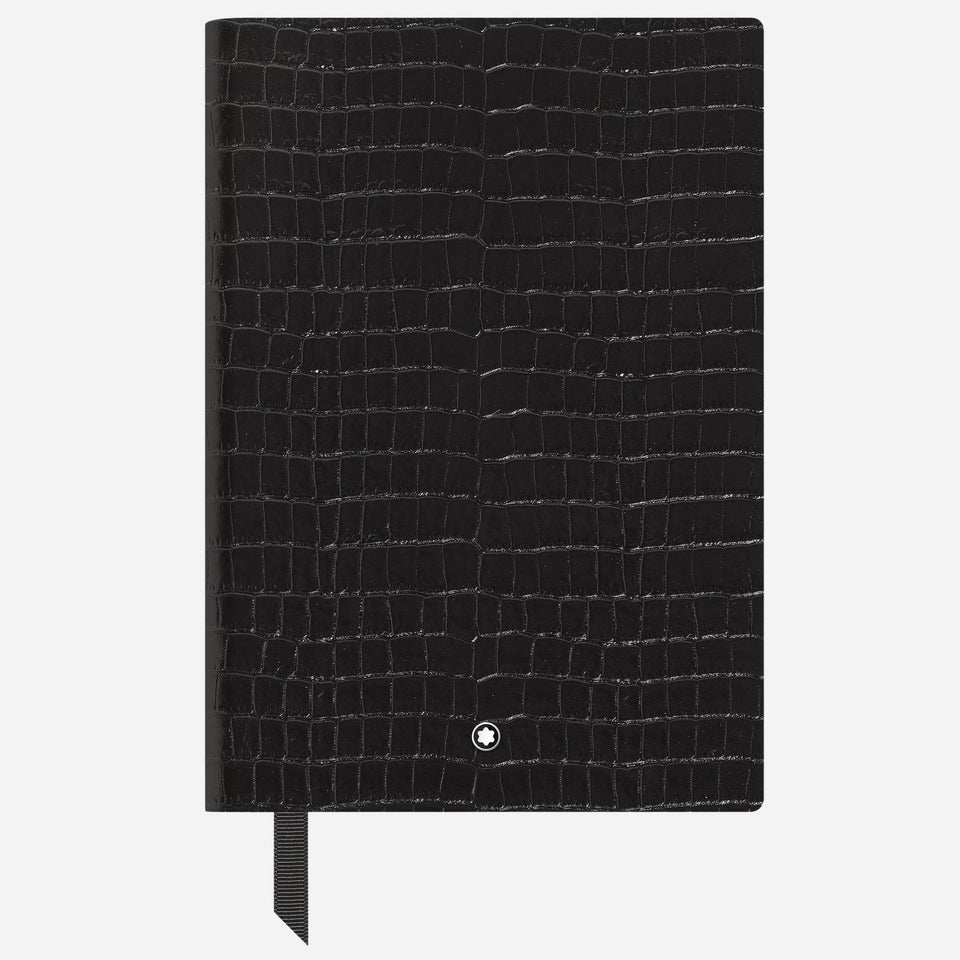 The Fine Stationery Medium Black Croco-Embossed Leather Notebook with Lined Pages by Montblanc.