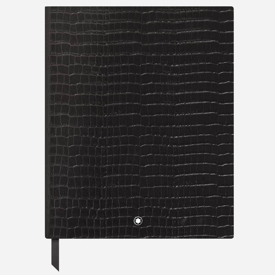 The Fine Stationery Large Black Croco-Embossed Leather Notebook with Lined Pages by Montblanc.