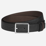 The Montblanc 30 mm Rectangular Pin Buckle Reversible Black and Ebony Sartorial Leather Belt by Montblanc.