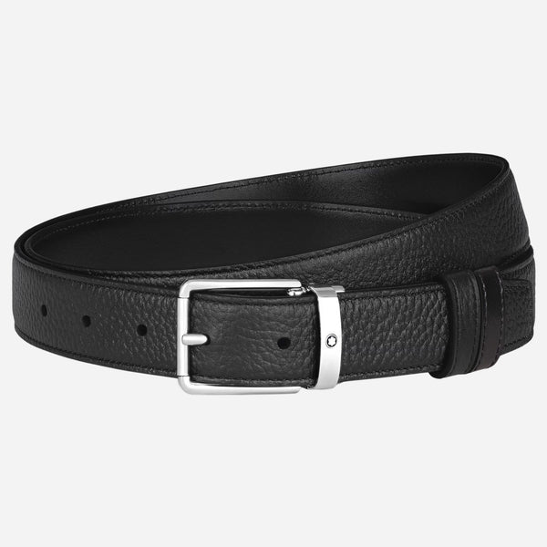 The 30 mm Everyday Pin Buckle Reversible Black Meisterstück and Grained Leather Belt by Montblanc.