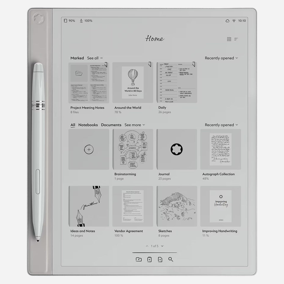 The 64 GB Digital Paper Tablet in Cool Grey with Digital Pen by Montblanc.