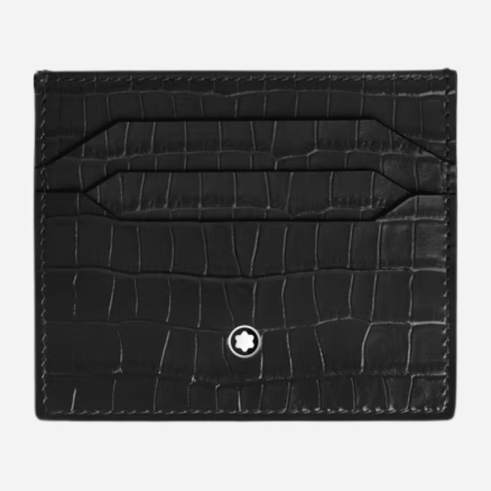 The Montblanc 6CC Black Croco-Embossed Leather Card Holder by Montblanc.