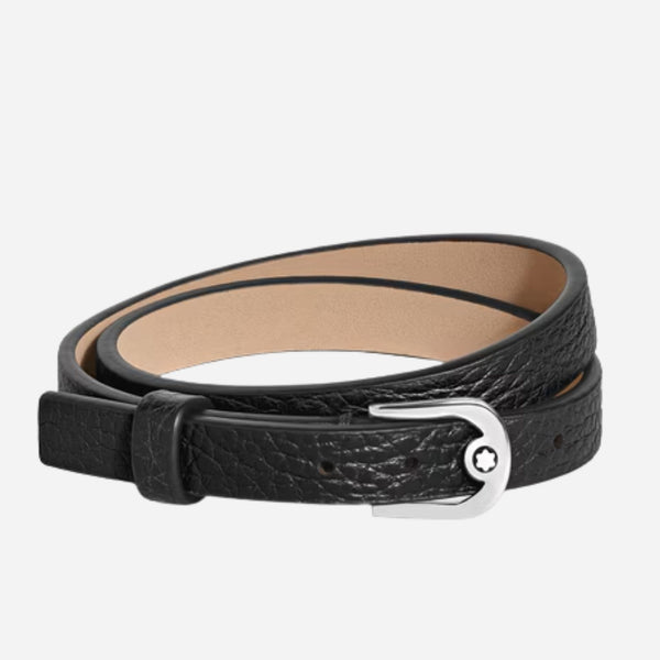 Montblanc Black Grain Leather Bracelet with Horseshoe Buckle