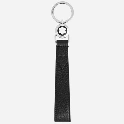 Black Grain Leather Loop Key Holder with Large Emblem by Montblanc.