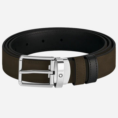 The Everyday Buckle Reversible Brown/Black Leather Belt by Montblanc.