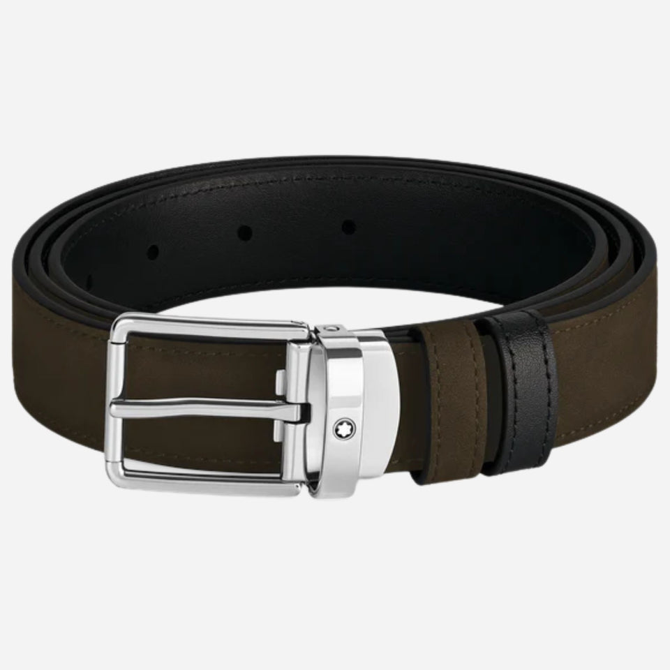 The Everyday Buckle Reversible Brown/Black Leather Belt by Montblanc.