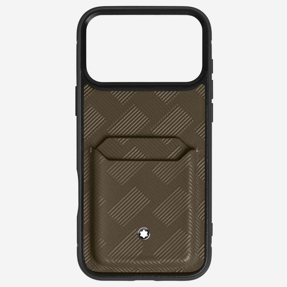 The Extreme 3.0 Khaki Leather 2CC Hardshell Case for iPhone 17 Pro Max by Montblanc.