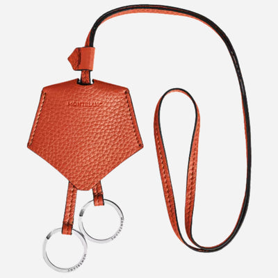 The Montblanc Grained Tangerine Leather Key Holder with Carry Loop by Montblanc.