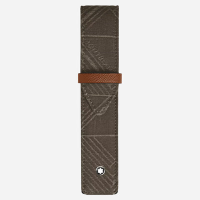 The Khaki 4810 Jacquard and Fauve Saffiano Leather Envelope 1-Pen Pouch by Montblanc.