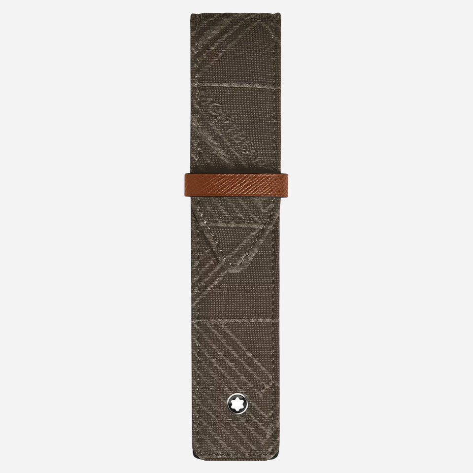 The Khaki 4810 Jacquard and Fauve Saffiano Leather Envelope 1-Pen Pouch by Montblanc.