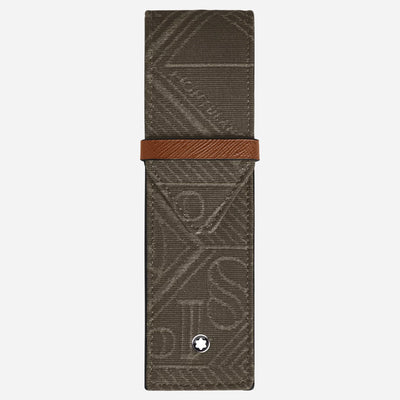 The Khaki 4810 Jacquard and Fauve Saffiano Leather Envelope 2-Pen Pouch by Montblanc.