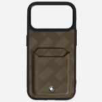 The Montblanc Khaki Extreme 3.0 Leather 2CC Hardshell Case for iPhone 17 Pro by Montblanc.