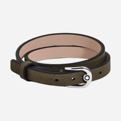 The Montblanc Khaki Sartorial Leather Bracelet with Horseshoe Buckle by Montblanc.
