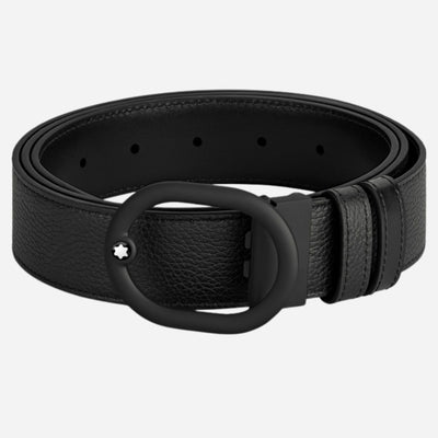 The L'Ovale PVD Buckle Reversible Black Leather Belt by Montblanc.