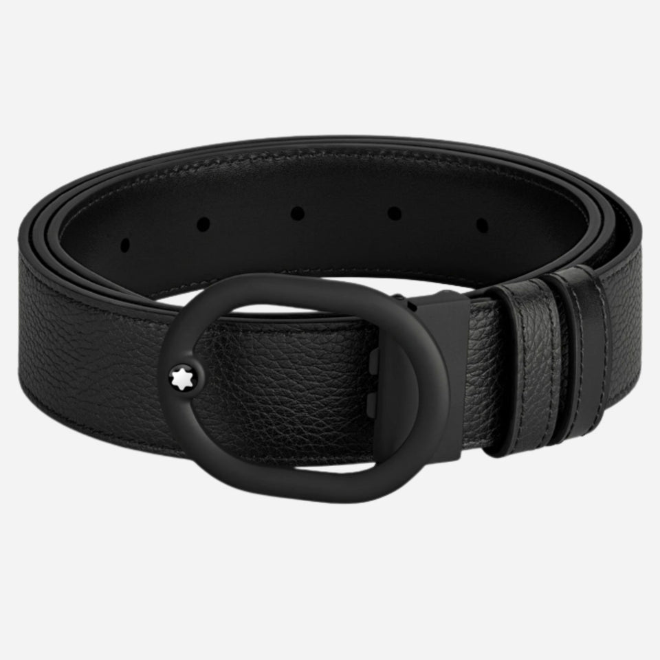 The L'Ovale PVD Buckle Reversible Black Leather Belt by Montblanc.