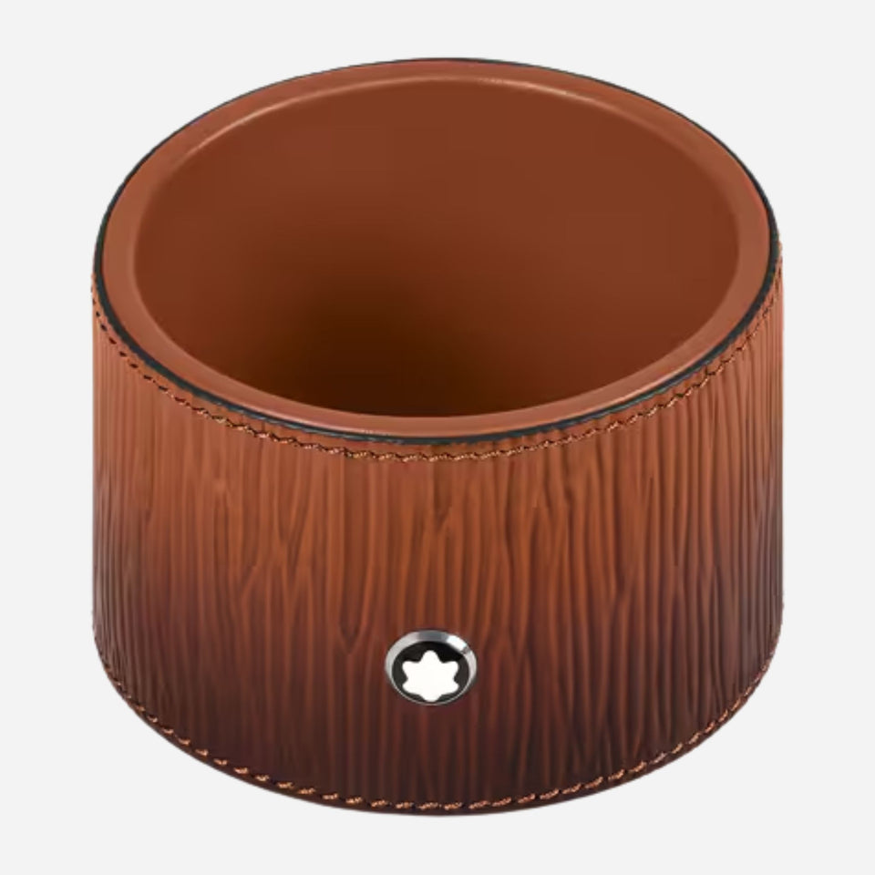 The Montblanc Medium Round Fauve Corteccia Sfumato Leather Desk Tray by Montblanc.