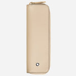 Meisterstück Cloudy Beige Leather 1-Pen Pouch with Zip by Montblanc.