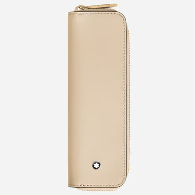 Meisterstück Cloudy Beige Leather 1-Pen Pouch with Zip by Montblanc.