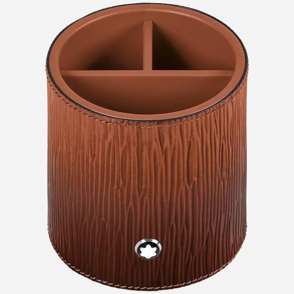 The Montblanc Round 3 Compartment Fauve Corteccia Sfumato Leather Pen Holder by Montblanc.