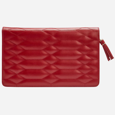 The Caroline Quilted Red Leather Large Jewellery Portfolio by WOLF.
