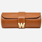 The Cassandra Cognac Saffiano Leather Watch and Jewellery Roll by WOLF.