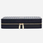 The Maria Smooth Navy Leather Large Zip Jewellery Case by WOLF.