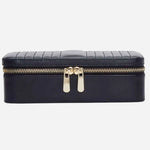 The Maria Smooth Navy Leather Medium Zip Jewellery Case by WOLF.