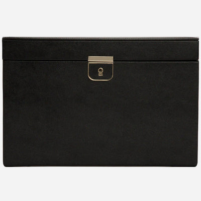 The Palermo Black Anthracite Leather Large Jewellery Box by WOLF.