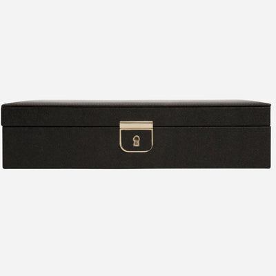 The Palermo Medium Black Anthracite Leather Jewellery Box by WOLF.