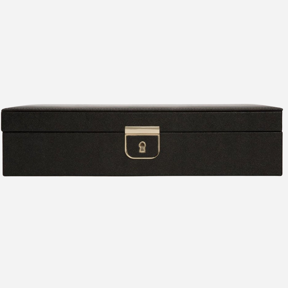 The Palermo Medium Black Anthracite Leather Jewellery Box by WOLF.