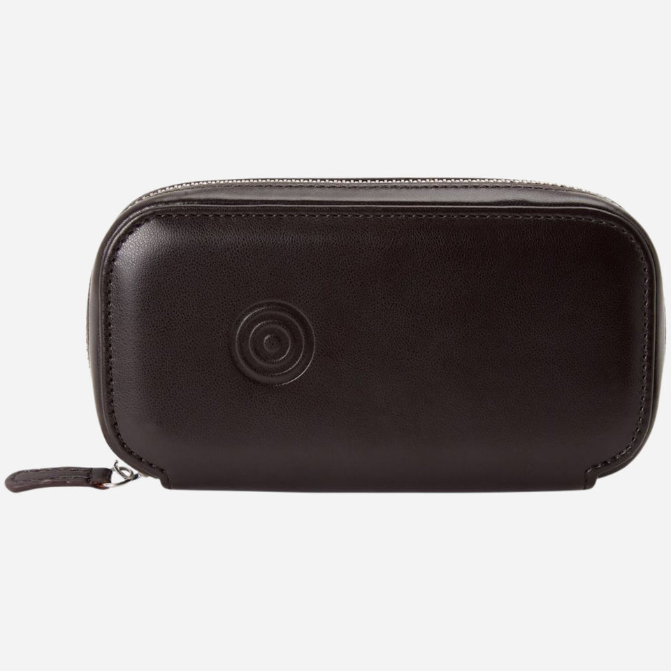 The WM Brown Faux Leather and Tweed 2 Piece Watch Zip Case by WOLF.