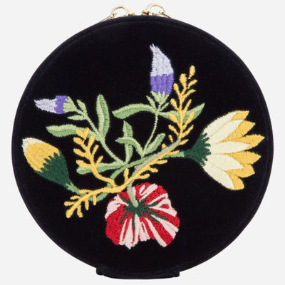 The Zoe Indigo Velvet Travel Round Jewellery Case by WOLF.