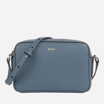 The Blue-Grey Leather Lenah Cross Body Bag by BOSS.