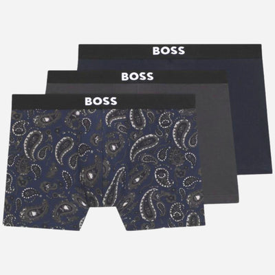 The BOSS Pack of 3 BOSS ONE Stretch Cotton Boxer Briefs with Black Waistbands by BOSS.