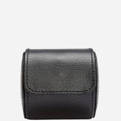 WOLF British Racing Soft Black Leather Single Watch Roll