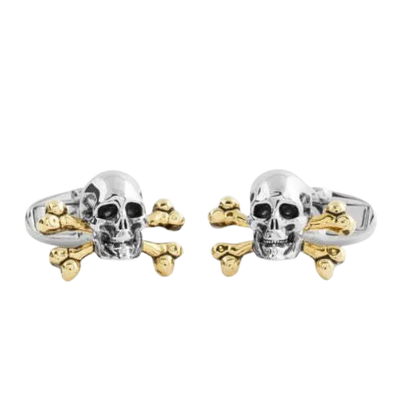 The Gold and Silver Tone Skull and Cross Bones Cufflinks by Paul Smith.