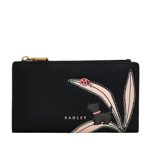 The The Tales of Spring Black Leather Medium Ziptop Purse by Radley.