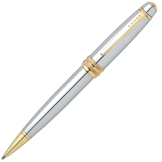 Cross bailey chrome plated ballpoint pen with gold fittings.