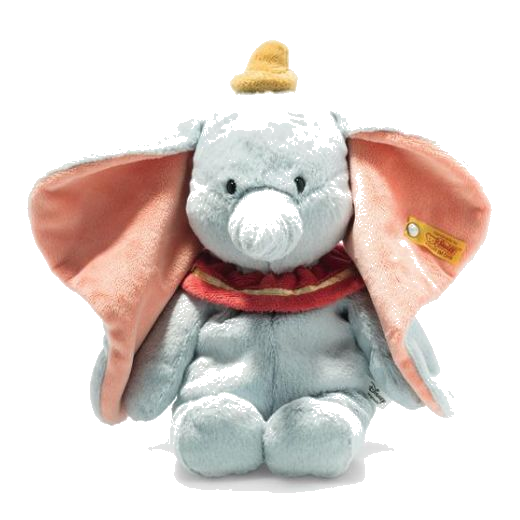 Steiff's Soft Cuddly Friends Disney Originals Dumbo is made out of soft plush with a beanbag filling.