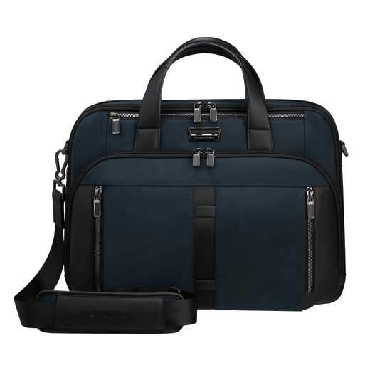 Samsonite's Urban-Eye Black Briefcase 15.6" in Blue has been made with nylon and recycled materials derived from PET bottles.
