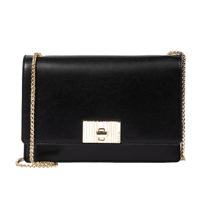 black leather evening bag