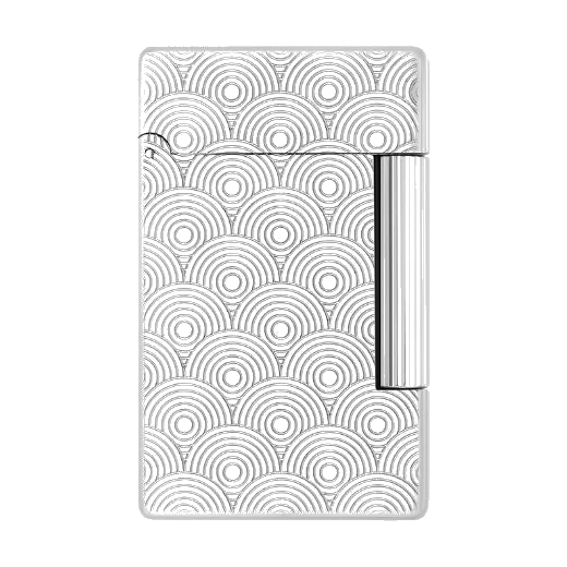 This S.T. Dupont Initial Cinatique Guilloche Palladium Lighter is made out of brass with a palladium finish.