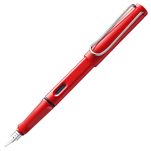 The LAMY red fountain pen in the Safari collection.