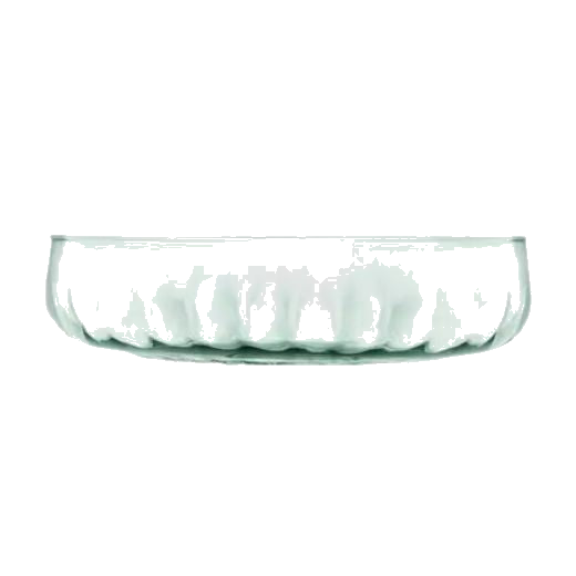 LSA's Mia Low Bowl Fluted Glass 31 cm is made out of recycled glass with a slight green tint.