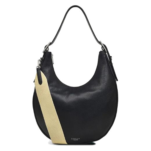 Radley's Pennington Street Large Black Shoulder Bag is made out of cowhide leather with a soft-grain texture.