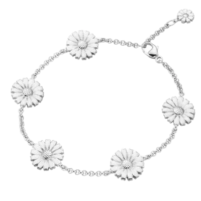 Georg Jensen's Sterling Silver & White Enamel Daisy Bracelet is perfect for wearing during special occasions and makes a great gift.
