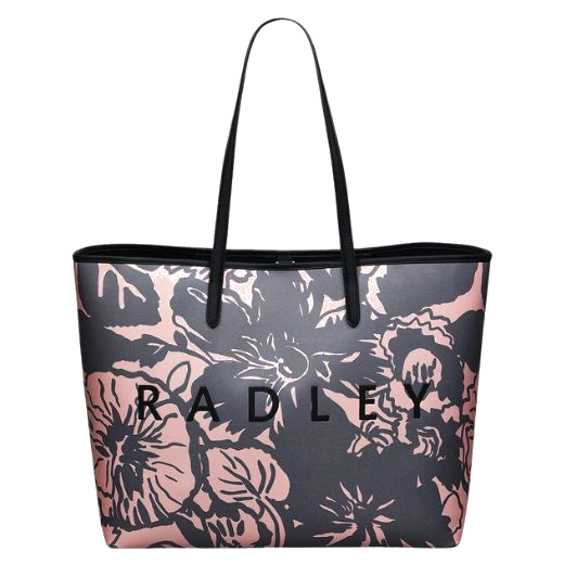 The Southwell Gardens Black Floral Large Open Top Tote Bag by Radley.