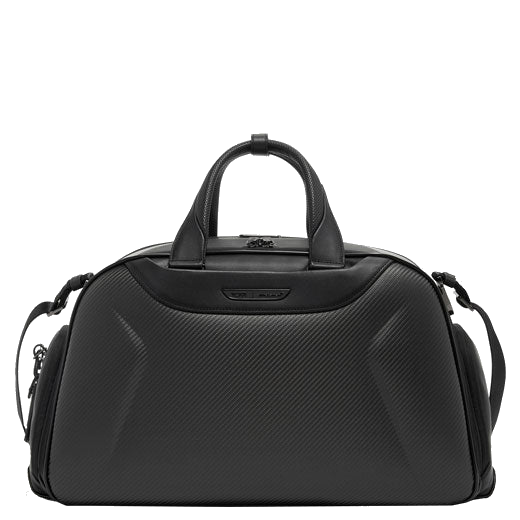 TUMI's McLaren Carbon Fibre Quantum Duffel Bag features perforated handles.