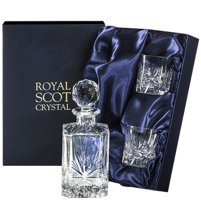 royal scot crystal edinburgh star square spirit 2 tumblers gift set packaging