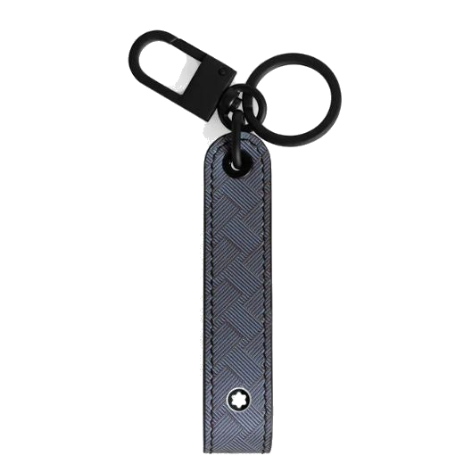 Montblanc's Extreme 3.0 Lavender Grey Leather Key Fob has a matte black lobster clasp and split ring.